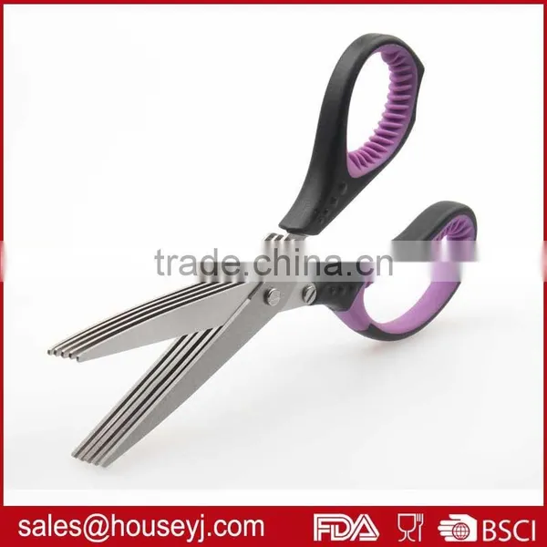 Stainless Steel 5 Layer Blades Kitchen Herb Scissors With Soft Grip Handle photo-2