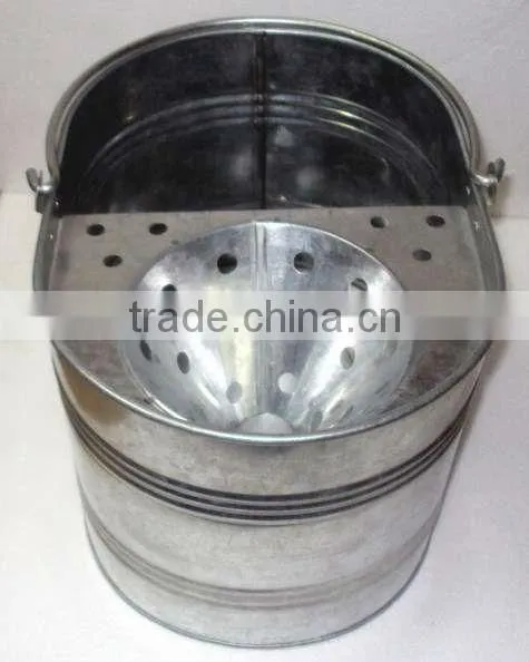 16 L Galvanised House Hold Seamless Mop Bucket With Wringer, Metal Mop Bucket, Galvanized Mop Bucket photo-2