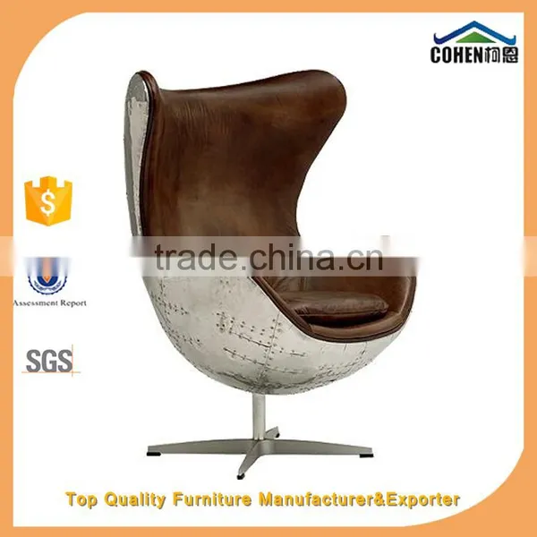 Vintage Living Room Furniture Egg Chairs With Aluminium Back photo-3