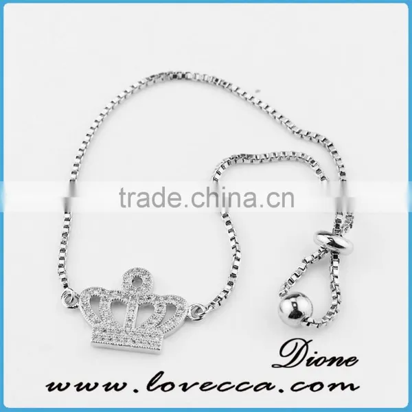 European Style Silver Adjustable Micro Pave Bracelet photo-3