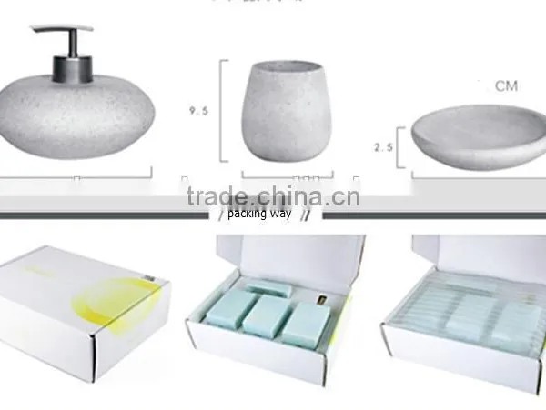 New Fashion Gray Resin Sandstone Imitation Marble Bath Accessories Set photo-2