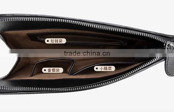 Wholesale High Quality Luxury Business Style Genuine Soft Shipskin Leather Woven Suede Wallet Envelope Bag Men Cltch Handbag photo-4