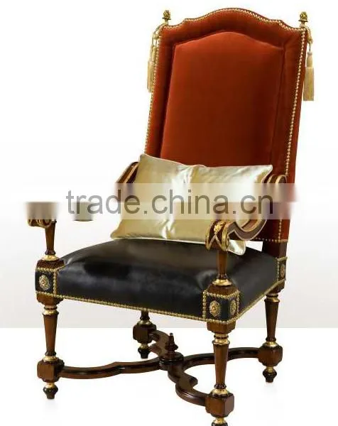 Luxurious Royal Solid Wood King Chair With Wheels, Imperial Carved Wooden Throne Armchair With Golden Tassel BF12-04264c photo-2