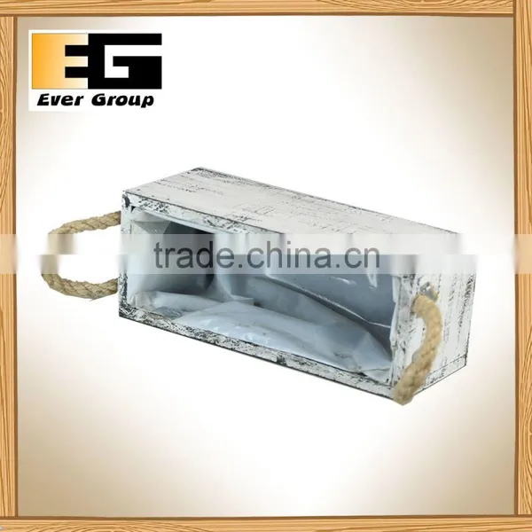 The Rectangular Offwhite Ear Wood Flowerpot photo-3