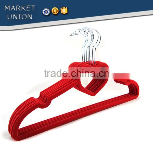 ABS Plastic Heart Shape Antiskid Velvet Hangers Flocking Clothes Hanger With Pulley,ABS,Nylon Villi,Chrome Plated Hook photo-4