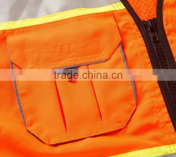High Visibility Reflective Orange Safety Vest Fluorescent Safety Jacket photo-5