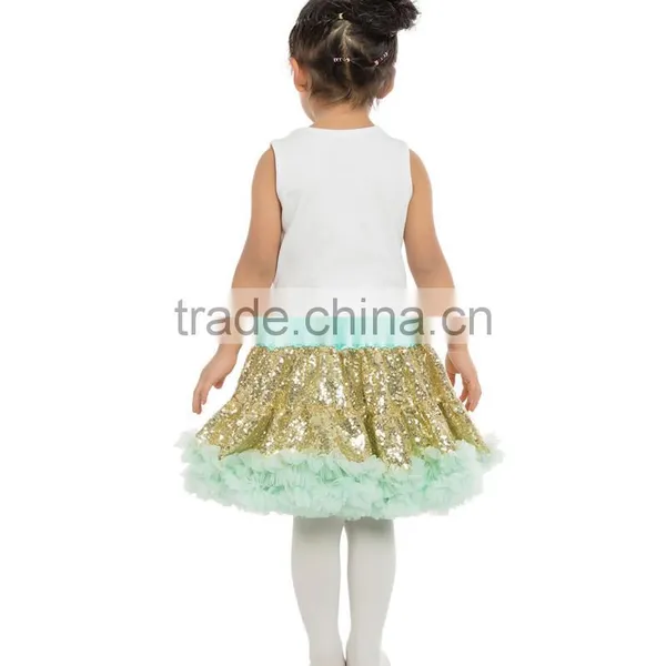 Cute Design Baby Girl Sequin Pettiskirt Set for Kids photo-3