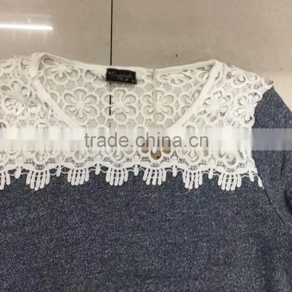 Clearance Sale Womencotton French Terry Lace T-shirt photo-5