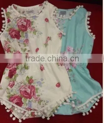 2017 Ponpon Floral Baby Romper Months Girls 100% Cotton Rose Vintage no Minimum Quantity. Etsy Item photo-4