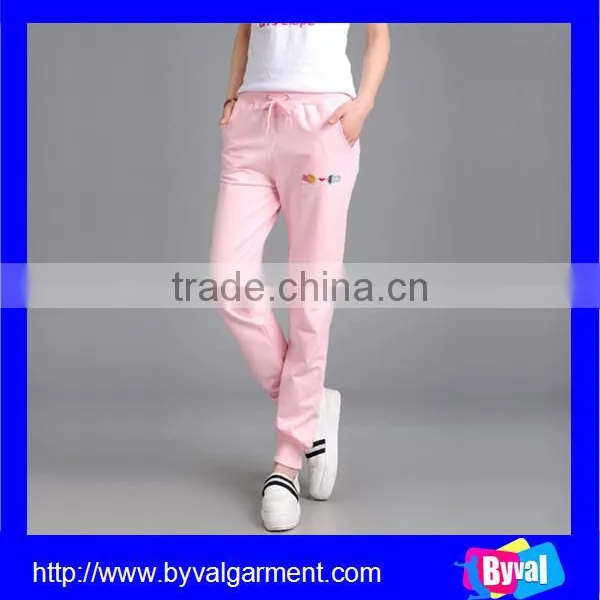 Hot Sale Fashion Custom Fleece 100% Cotton Plain Blank Elastic Waist Womens Pants Pattern photo-6