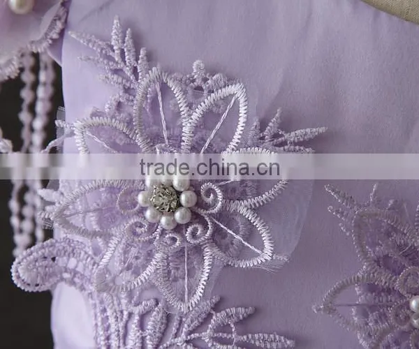 OEM Baby Girls Lovely Purple Embroidery Flower Tassel Party Dresses Net Frock Design Tulle Fluffy Baby First Communion Dress photo-4