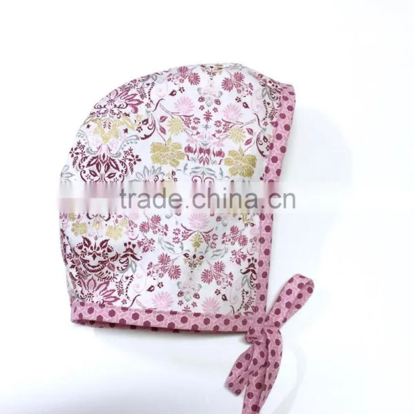 Reversible Baby Bonnet Flower Plain Pattern Lace Fanric Spring Baby Hat photo-2