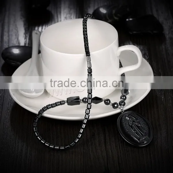 Hematite Necklace With Natural Black Obsidian Necklace India New Products Beautiful Girl Necklace photo-4