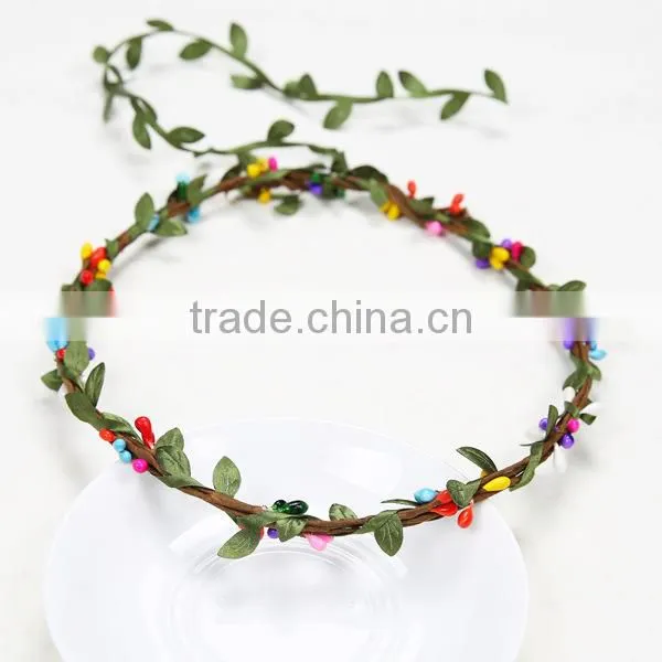 Luxury Wedding Rose Garland Hawaii Artficial Flower Hairband Wreath Headband photo-3