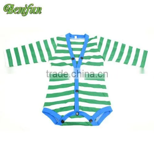 Baby Boys Green&white Stripes Cardigan Romper