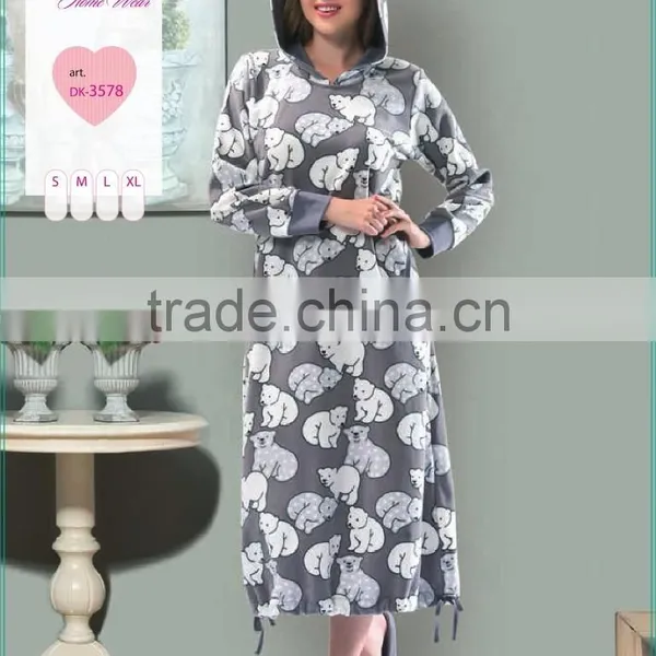 Polar Fleece Cute Design Turkish Quality Winter Sleepwear for Ladies