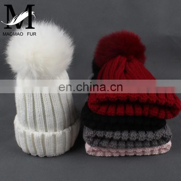 Cute Children Present Fox Fur Pompom Knitted Beanie Earmuff Funny Baby Beanie photo-6