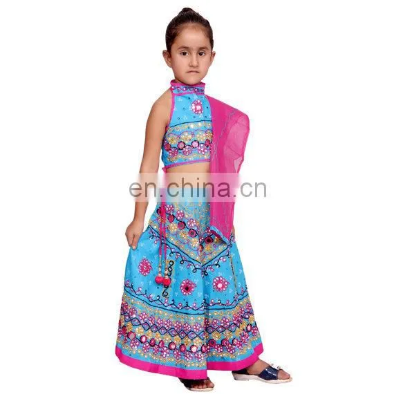 Indian Kids Handmade Mirror Lehenga Choli Chaniya Choli For Girls Ethnic Dress, Traditional Dress Girl Dresses Duppta Set Ghagra