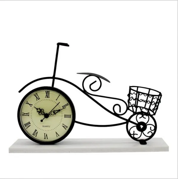 Vintage Metal Crafts Black Decorative Metal Bicycle Table Clock photo-2