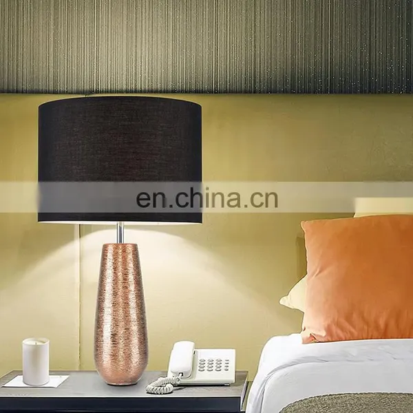 Custom Made European Luxury Rose Gold Ceramic Base Modern Nightstnad Lamps for Home Hotel Office photo-5