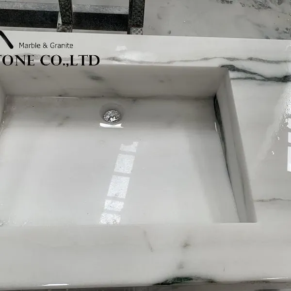 Factory Price Newest Panda White Marble Prefab Double Sink Vanity Top photo-2
