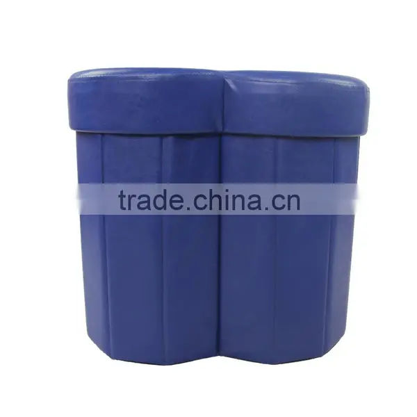Blue Heart Shape Single Collapsible Ottoman photo-4