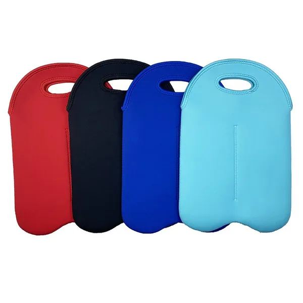Custom 2 Pack Insulated Wine Carrier Bottle Covers Neoprene Wine Bottle Sleeve for Travel With Secure Carry Handle photo-2