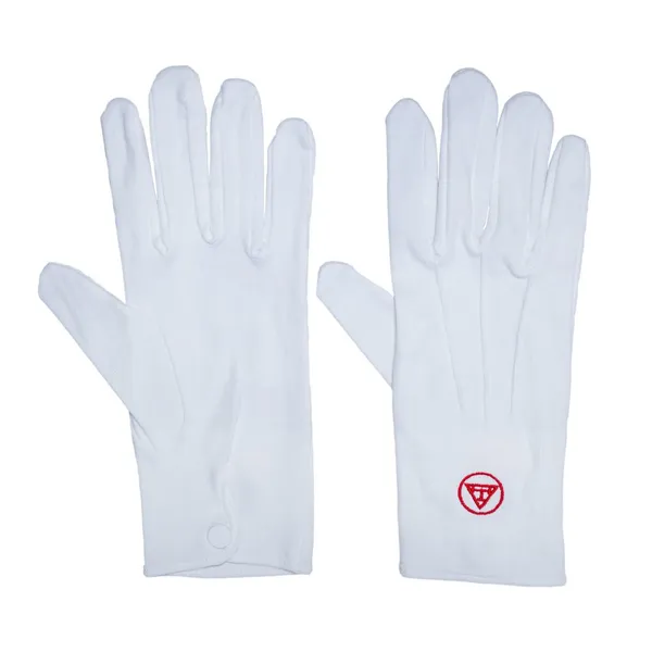 White Cotton Masonic/freemason Glove Custom Made Embroider Logo Glove photo-2
