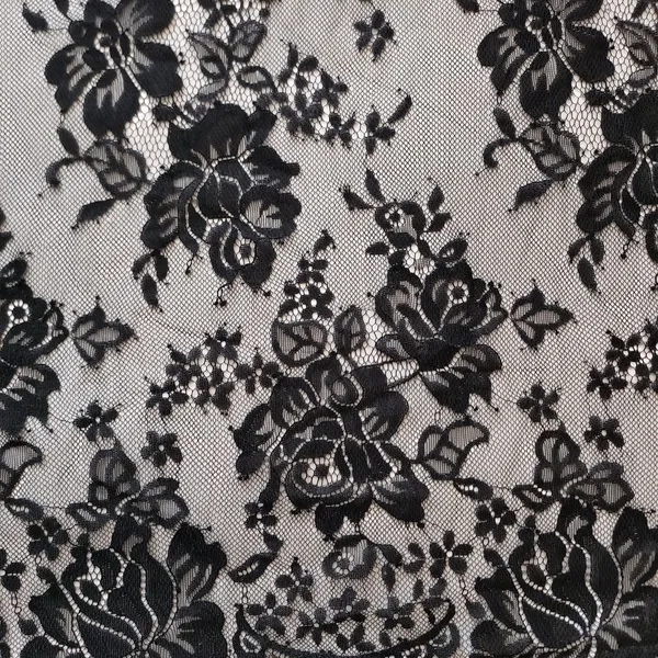 XL698 Bridal French Chantilly Lace Trim Swiss Veil Mesh Fabric For Women photo-3