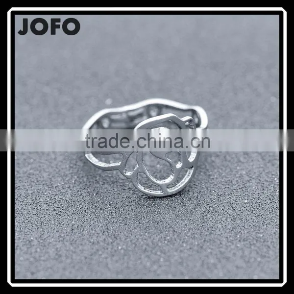 2016 New Design Stainless Steel Ring for Women Hollow Rose Flower Rings