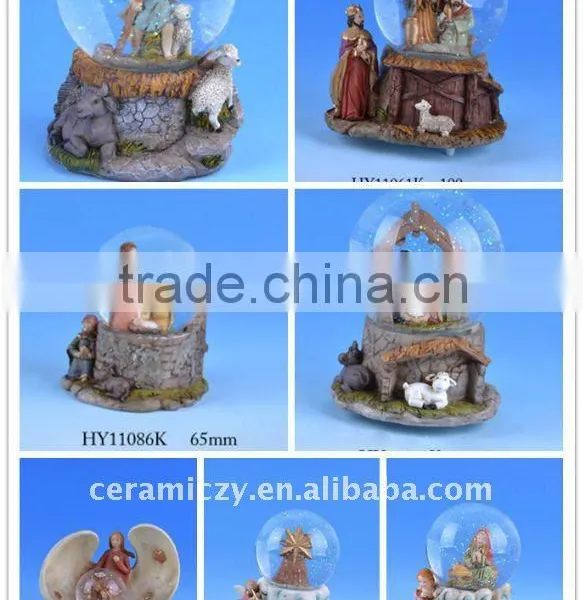 Polyresin Waterglobe Nativity Set Assorted