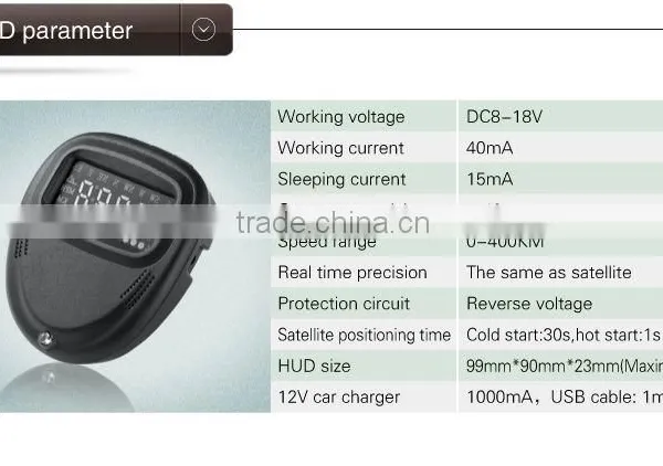 A1 2.0 Inch Car GPS HUD Head Up Display Vehicle-mounted Security System, Support Speed & Real Time & Altitude & Over Speed Alarm photo-6