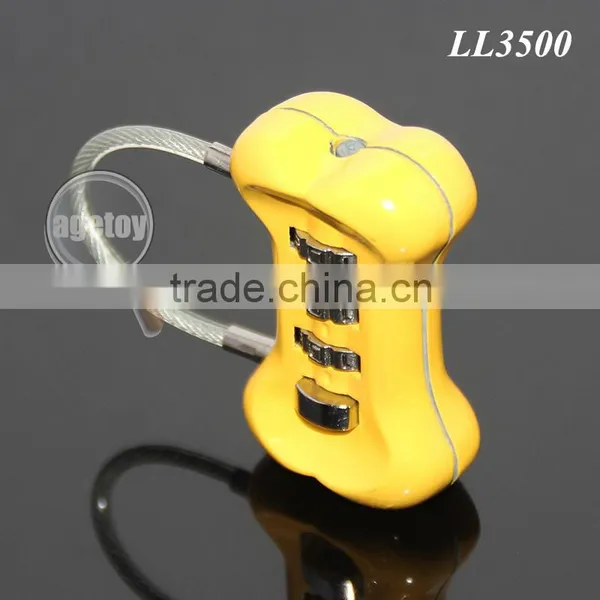 Cute Dog Bone Shaped Travel Luggage Three Codes Lock Suitcase Password Combination Lock Steel Wire Cipher Metal Digital Padlock photo-5