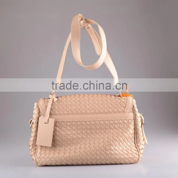 3505 New Designed Hot Sale Pink Woven PU Leather Handbag Factory Price photo-4