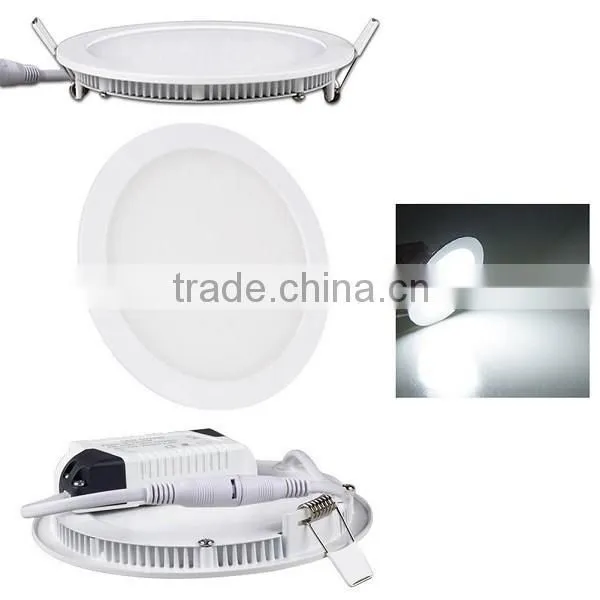 White Enclosure Flat LED Ceiling Panel Lamp Round 18W photo-3