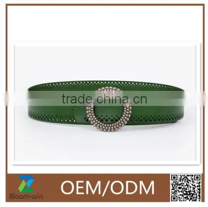 2016 Fashion Stylish PU Ladies Dress Belt for Woman With a Circle Metal Buckle