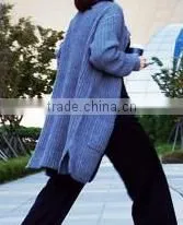 Simple Round Neck and Long Sections Women Knit Cardigan photo-4