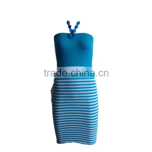 Pictures of Mature Women With Short Skirt Straps Halter Neck Fringled Trims Women Short Dress for Wholesale photo-3