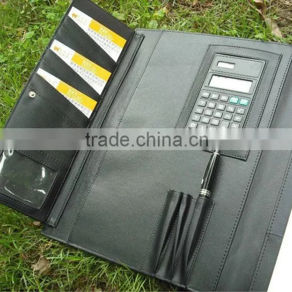 New Designated Leather Conference Folder With Card Holder, Pen Loop photo-2