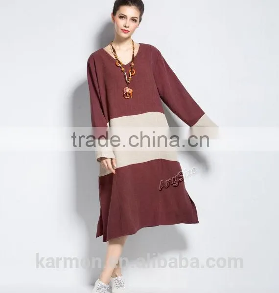 Linen Dress Plus Size Dress Spring Autumn Winter Dress photo-2