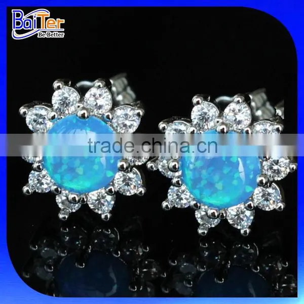 Fashion 925 Sterling Silver Stud Dangle Fire Opal Earring Wholesale photo-5