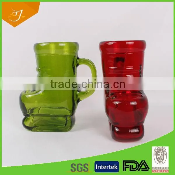 Colorful Santa's Boot Shape Glass Beer Mug,High Quality Glass Handle Beer Glass Mug Quality Choice photo-3