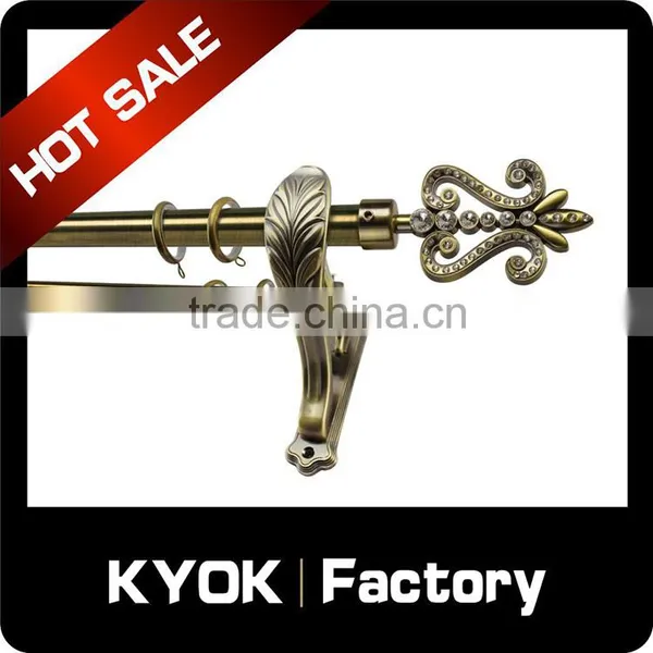 Foshan Experienced Curtain Rod Supplier, Best Sell Antique Bronze Double and Single Curtain Pipe, Aluminum Finials Muslim Style photo-3