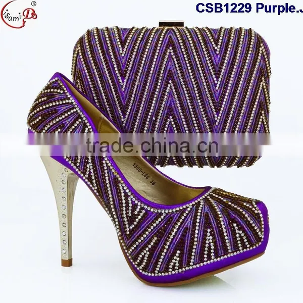CSB1229 New Design Wholesale Price Shoes Matching Bags for Women, Gold Shoes and Bags photo-2
