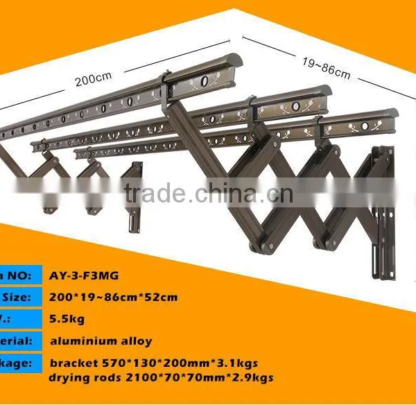 Aluminium Alloy Material Push-pull Wall Mounted Clothes Drying Rack photo-4