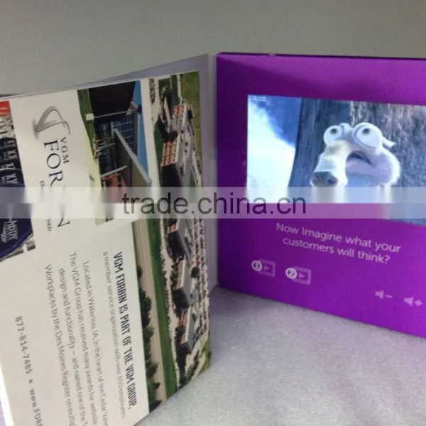 2014 Popular 7" Lcd Video Screen in Brochure Card, Video Module in Printed Card