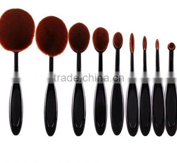 10 PCS Oval Makeup Brushes Set Synthetic Hair Professional / Full Coverage Plastic Face / Eye / Lip MAKE-UP FOR YOU 10 PCS O photo-5
