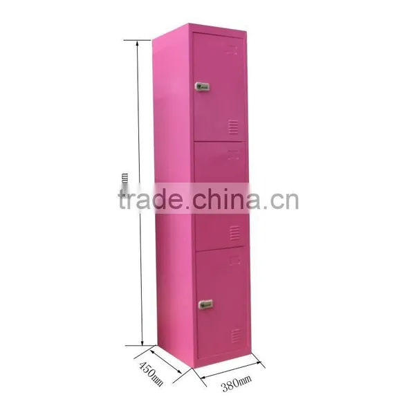 Number Lock 3 Tier Pink Metal Locker Cabinet photo-4