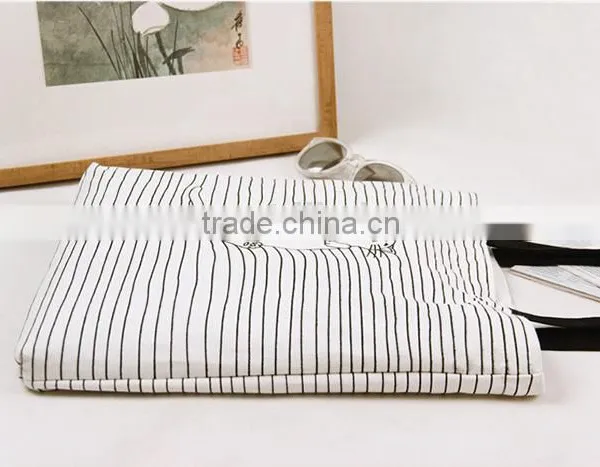 Navy Strap Style Cotton Canvas Tote Shopping Bag photo-3