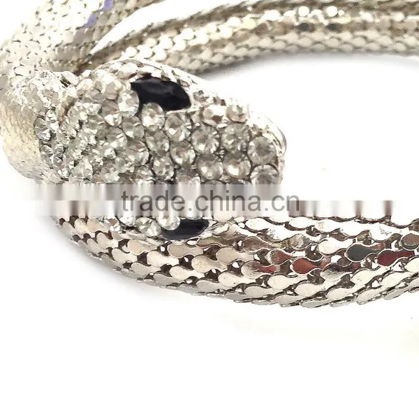 Wrap Around Bangle With Snake Detail 2 Large Crystals for the Eyes Girls Bangle photo-2